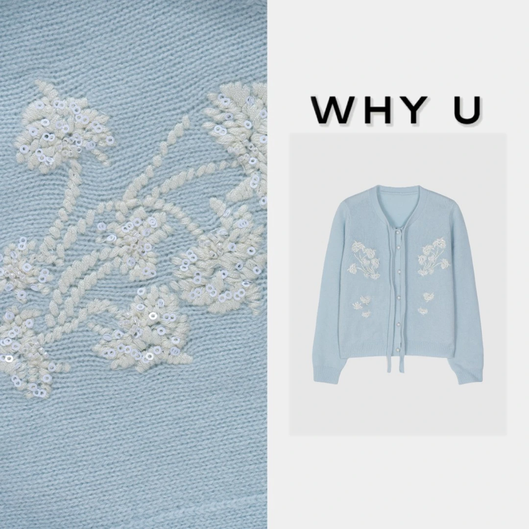 WHY U-25AW秋季100绵羊毛精致刺绣百搭显瘦开衫【无理泉】