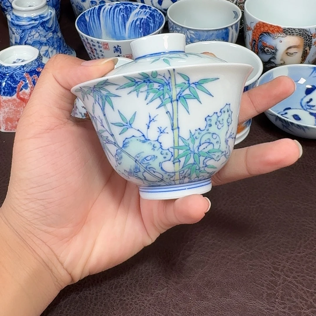 现代景德镇陶瓷盖碗