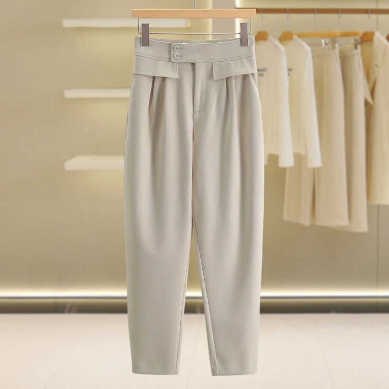 【伍莎-自营】简约纯色修身小脚休闲裤#VID38K012