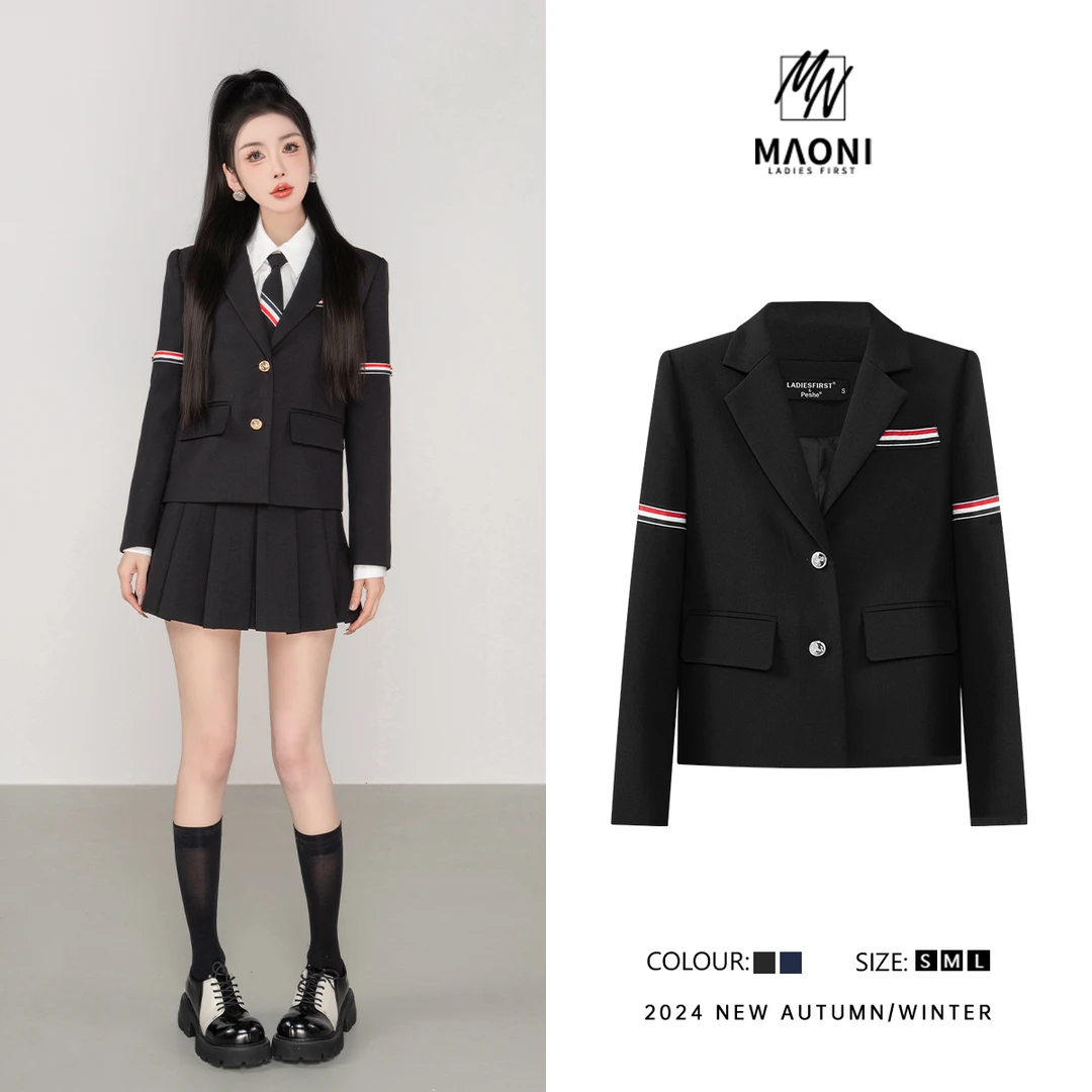 潮牌西装外套【英伦高级感】条纹气质流行时尚爆款百搭洋气女L1279