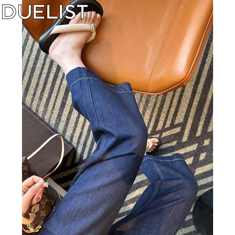 DUELIST柔软超薄时尚百搭爆款复古阔腿牛仔裤高腰八分九分休闲裤