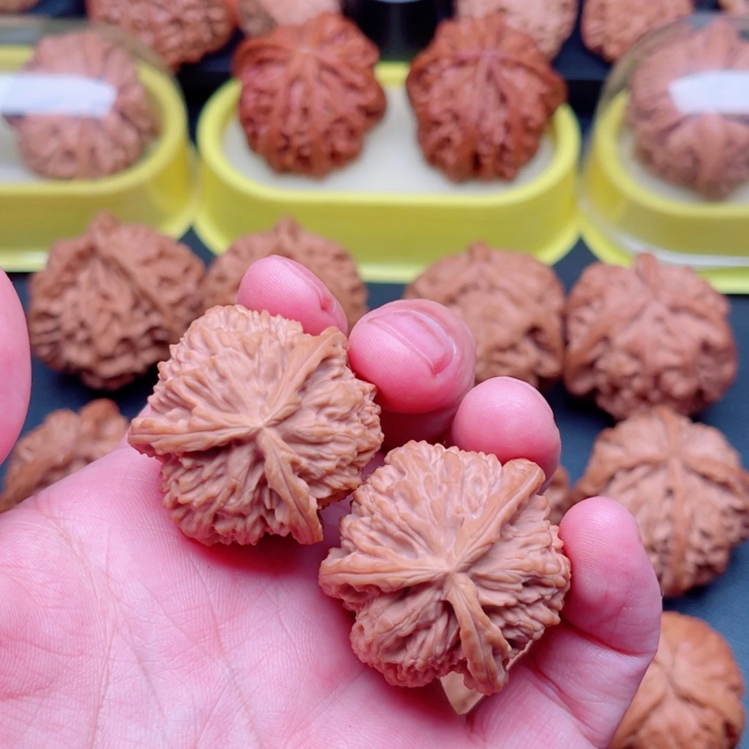 文玩核桃把件白狮子三棱34×34×33