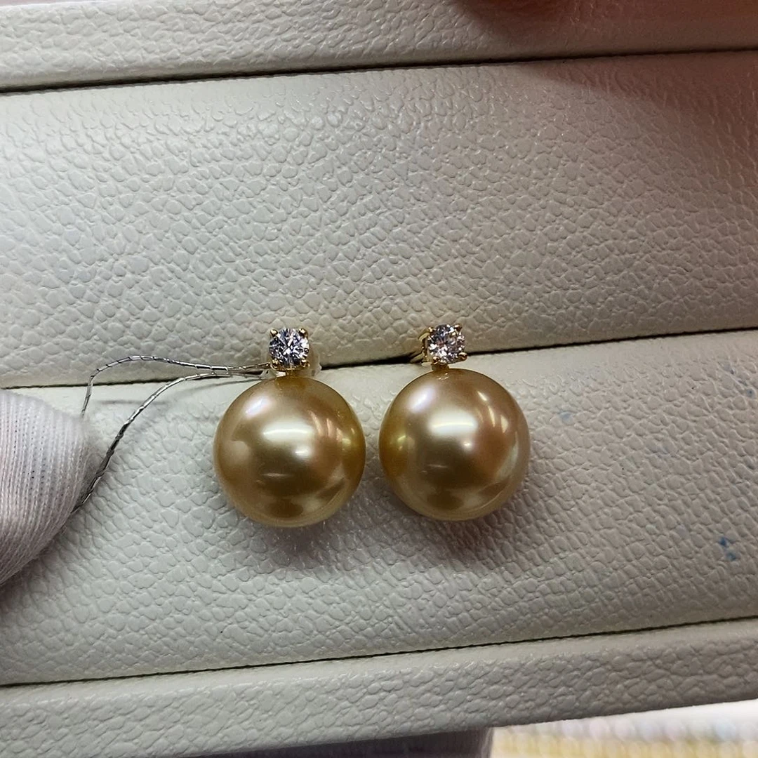 18K金镶嵌耳饰海水珍珠10-11