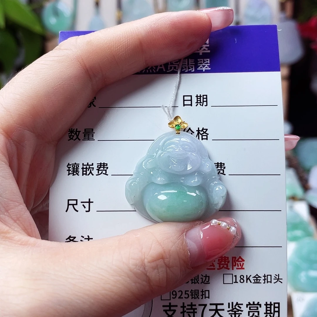 翡翠18K金镶嵌颈饰佛公55