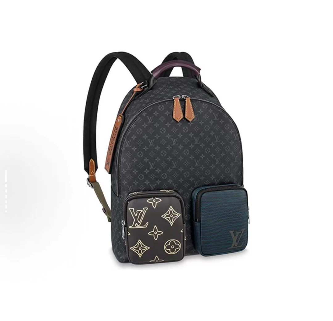 99新 LouisVuitton/路易威登 黑色老花限量MULTIPOCKET 双肩包