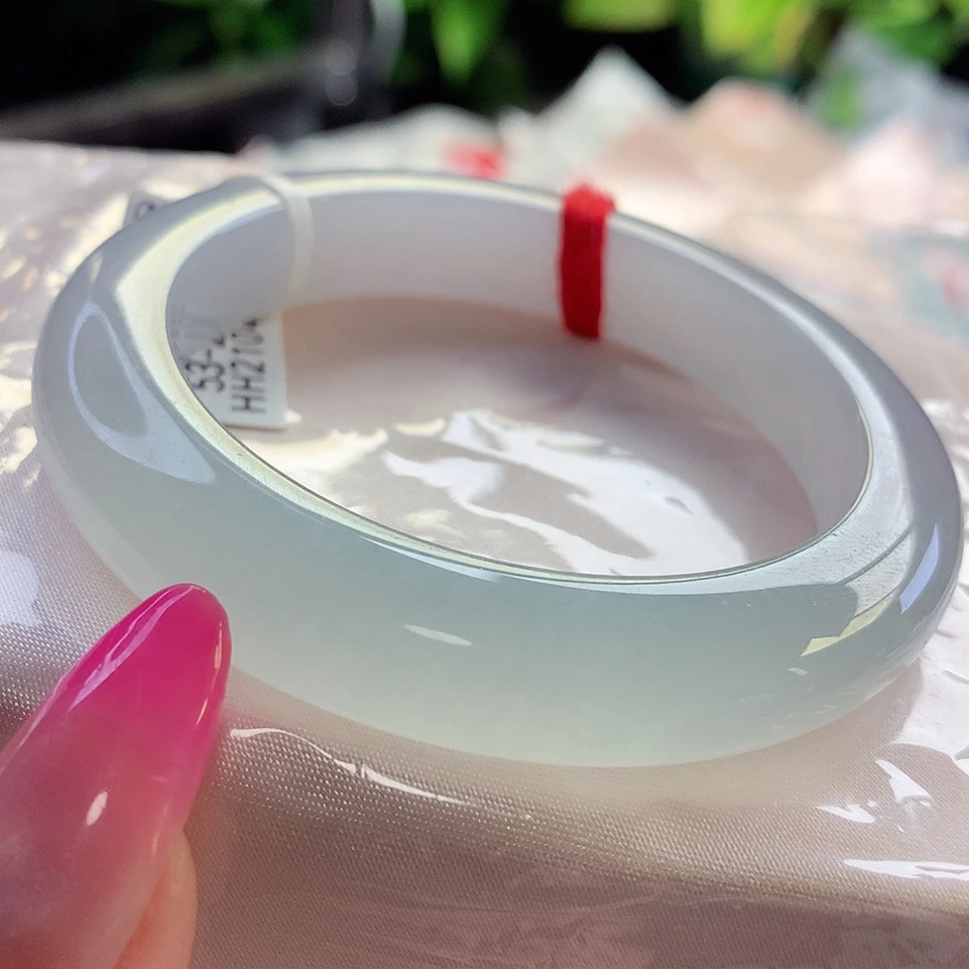 未镶嵌手镯翡翠天然A货翡翠53-54泥鳅背 冰泉水 主播强推