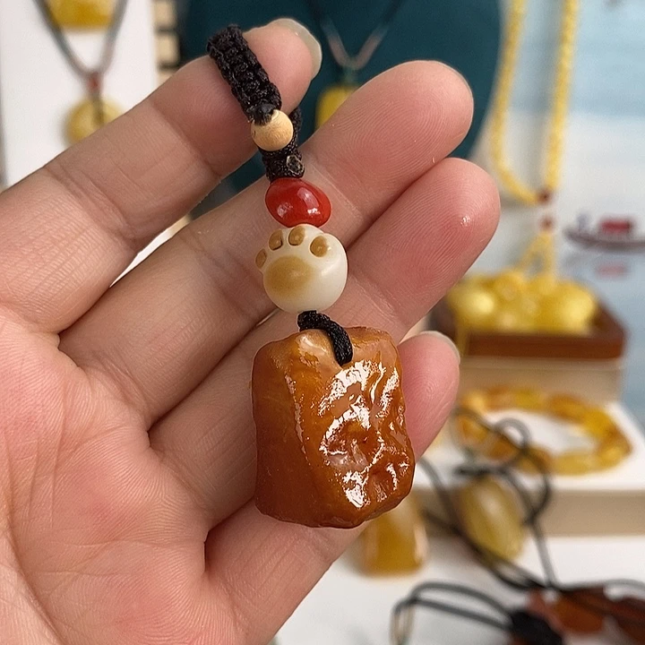 未镶嵌蜜蜡裸石钥匙扣