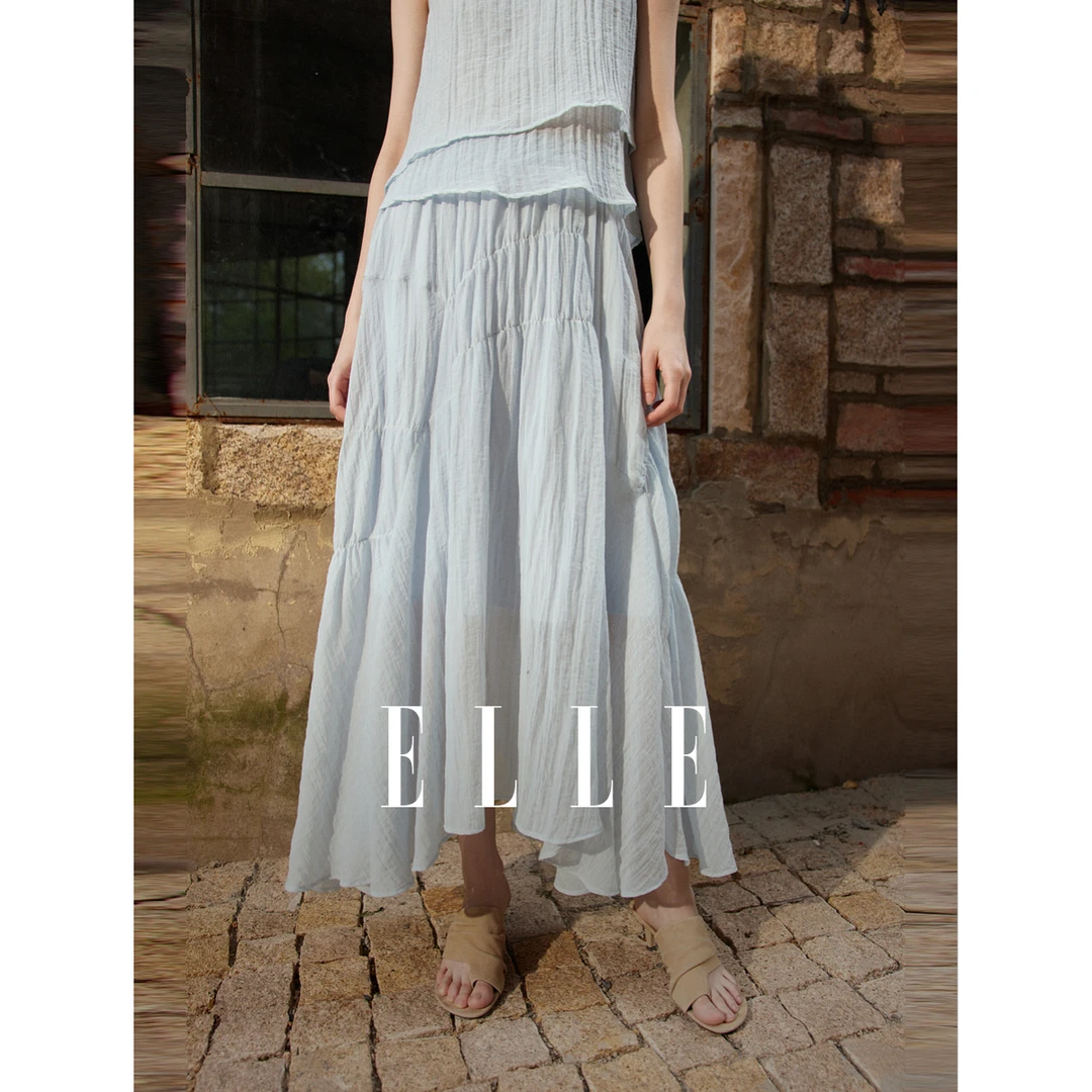 【粉丝专属】ELLE法式优雅褶皱感半身裙25夏季新款时髦小众ER52166