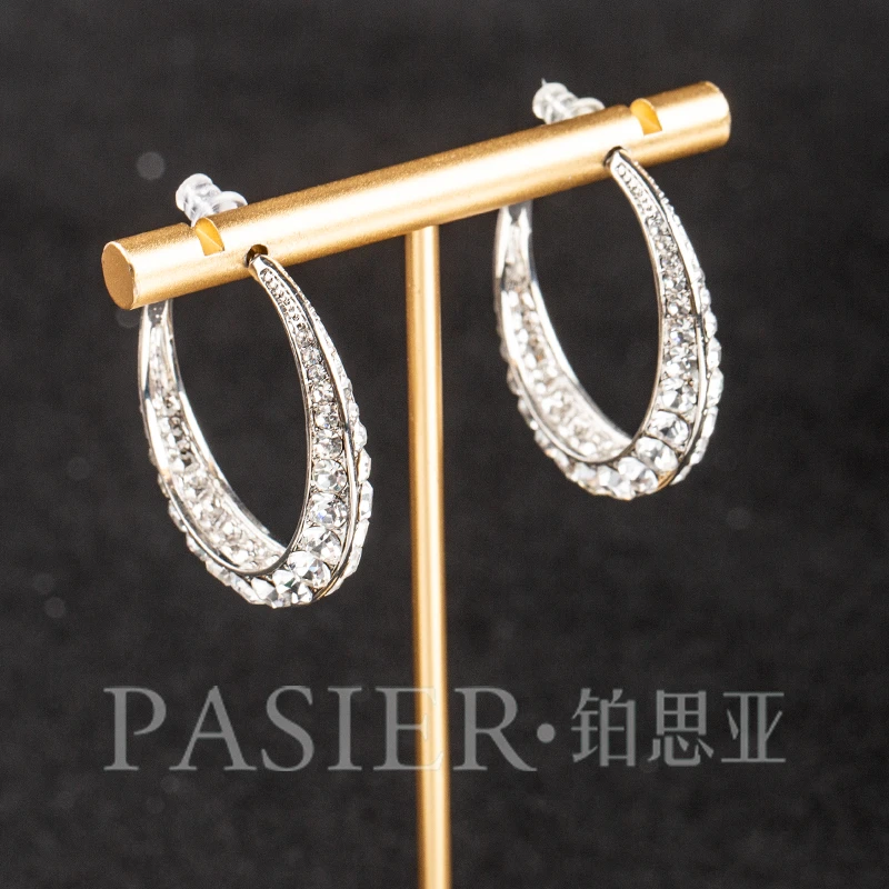 铂思亚 合金合成锆石耳饰  银河星 百搭轻奢时尚气质 BD2489【达】