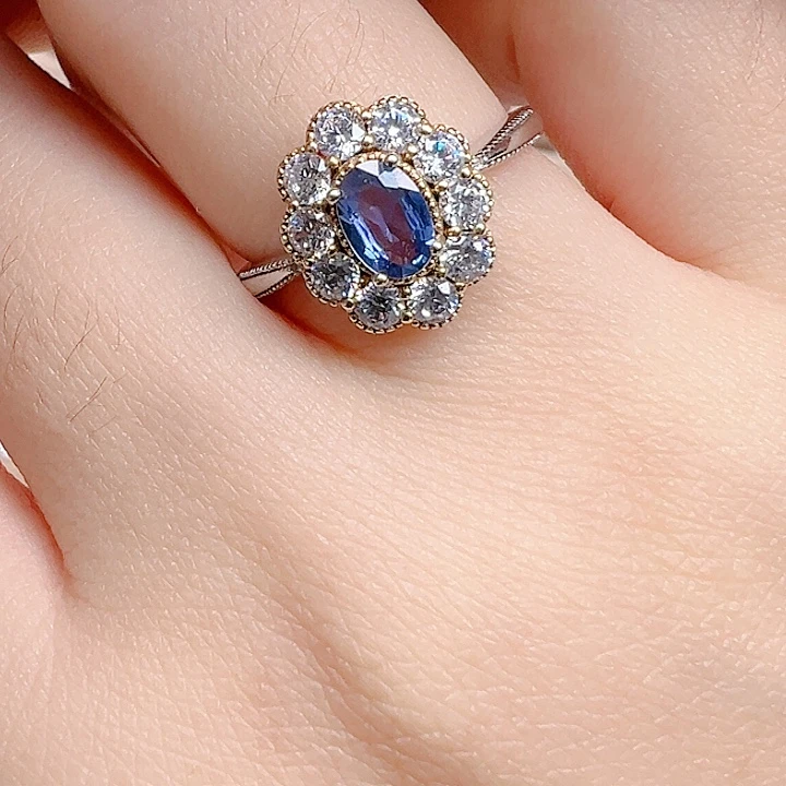 戒指银S925镶嵌蓝宝石