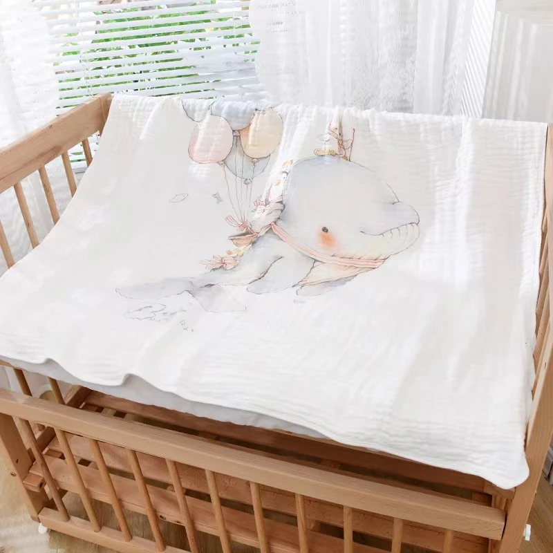 【麦菲熊果冻浴巾350克】105*105母婴A类竹棉数码印6层泡泡纱浴巾