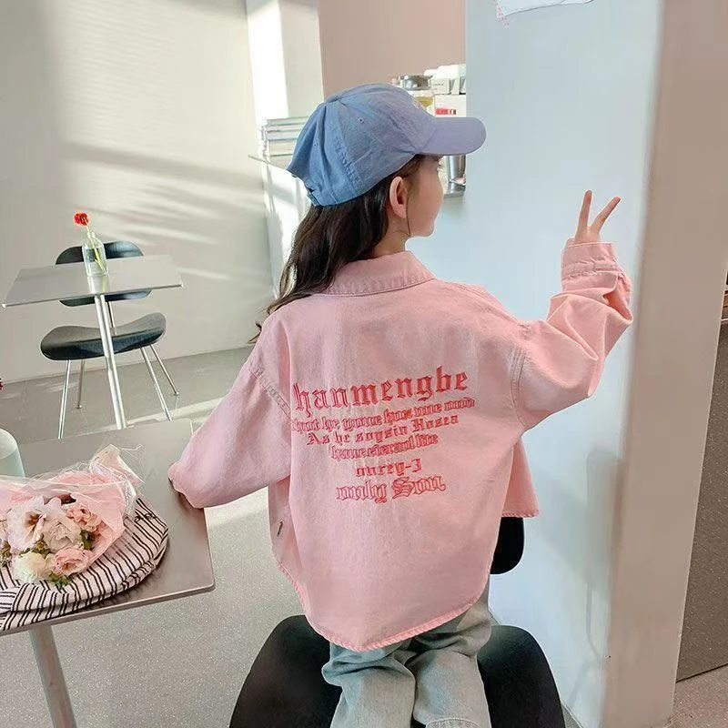 女童外套春秋新款洋气儿童春装长袖衬衣外套小女孩春季上衣M宝宝