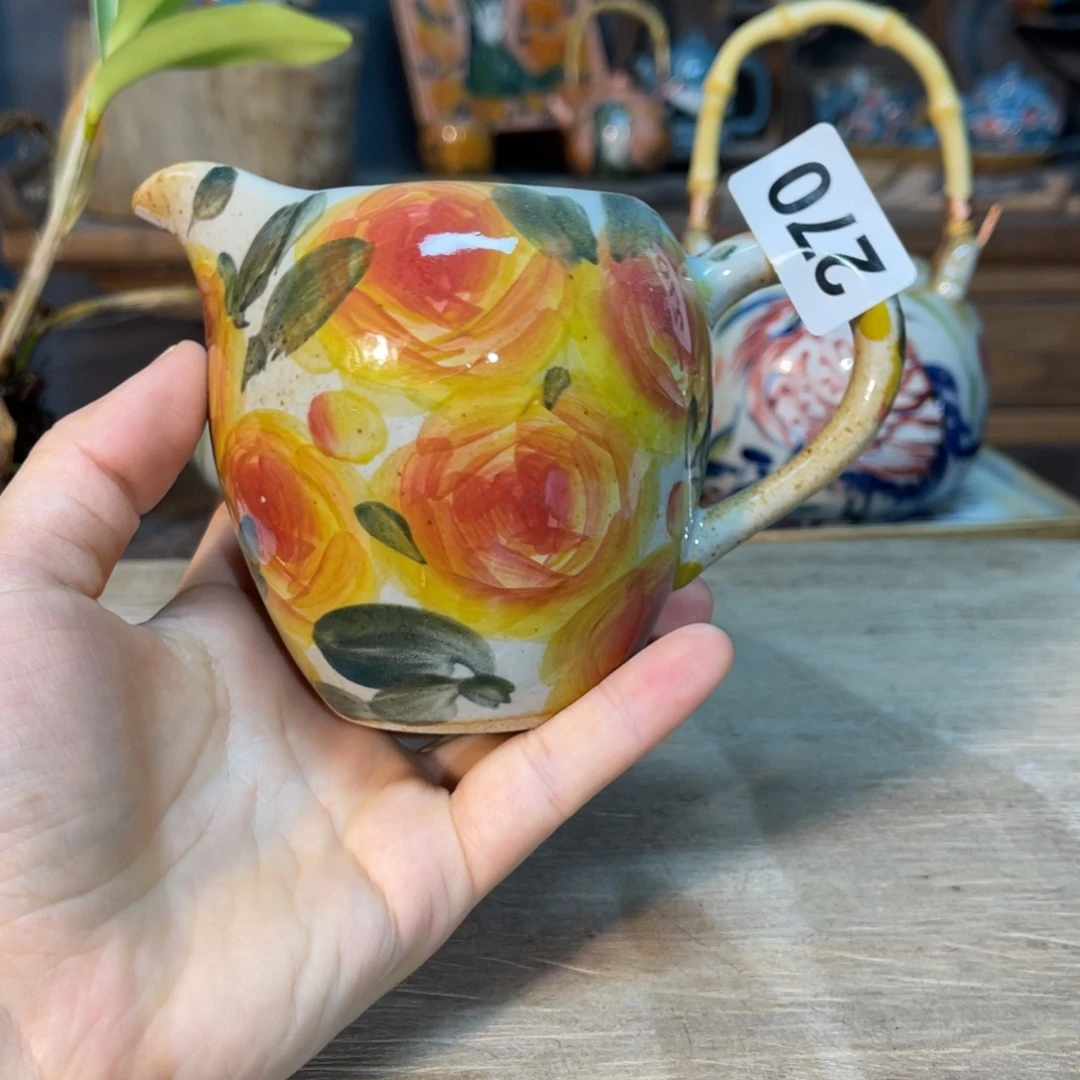 壶素浅陶瓷手工手绘