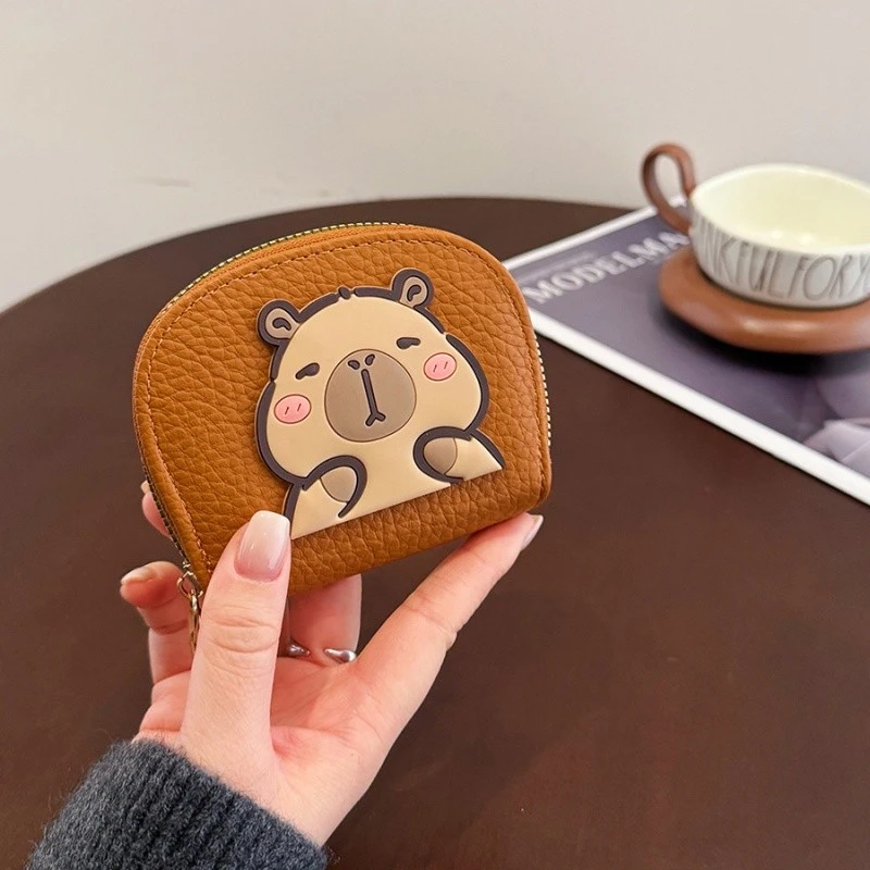 新款大容量女款拉链卡包多卡位可爱卡皮巴拉零钱包卡套学生证件包