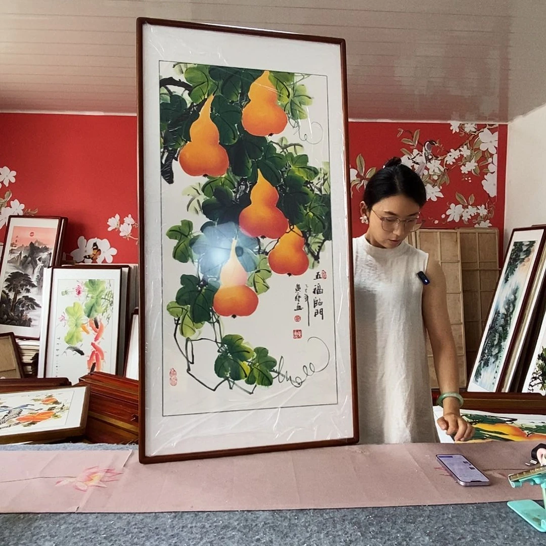 替***道国画手写手绘带框包邮62✖️122国画作品