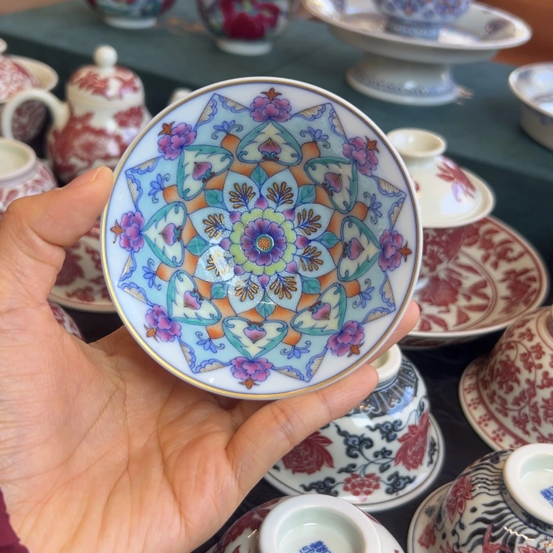 H冉月观隐超薄胎锦绣宝相斗笠杯