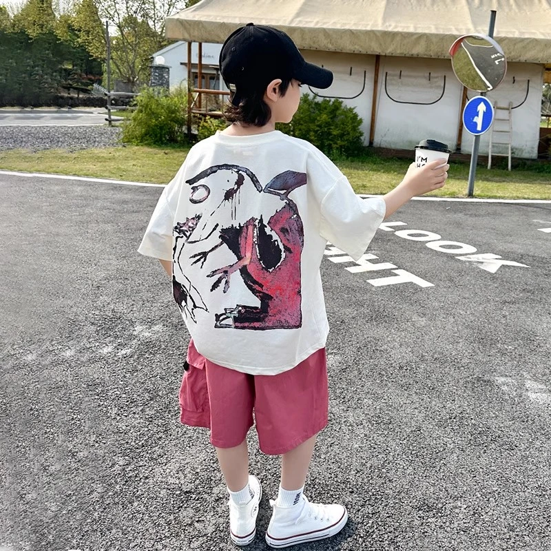 儿童装男童短袖夏季套装2025新款酷帅中大童夏装透气薄款两件套潮