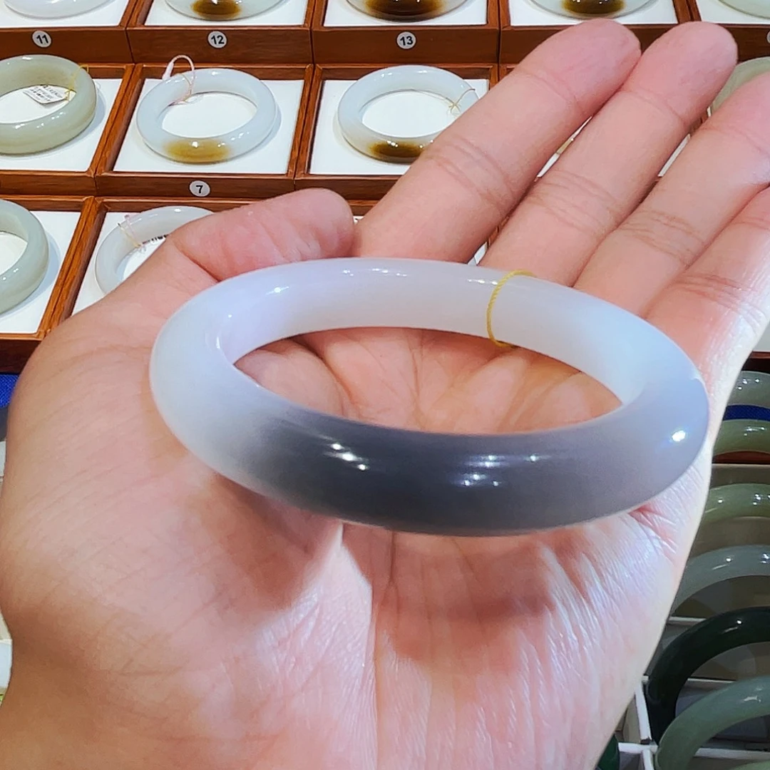 未镶嵌手镯和田玉高冰白一口紫57 58 59