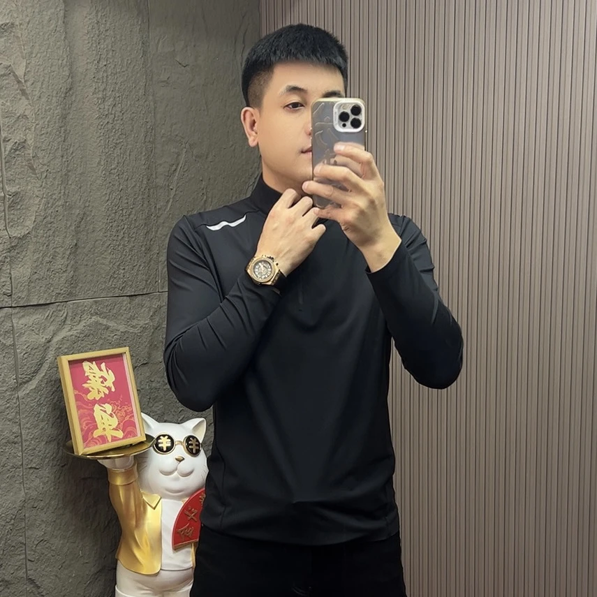 9803#秋冬长袖立领拉链运动上衣户外T恤