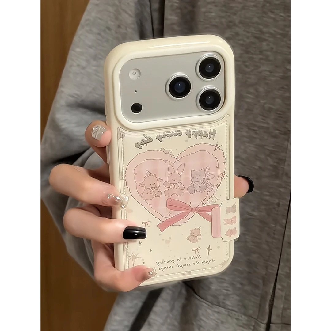 BANCA爱心兔子猫咪标签适用苹果17promax手机壳iPhone16/15/14/13