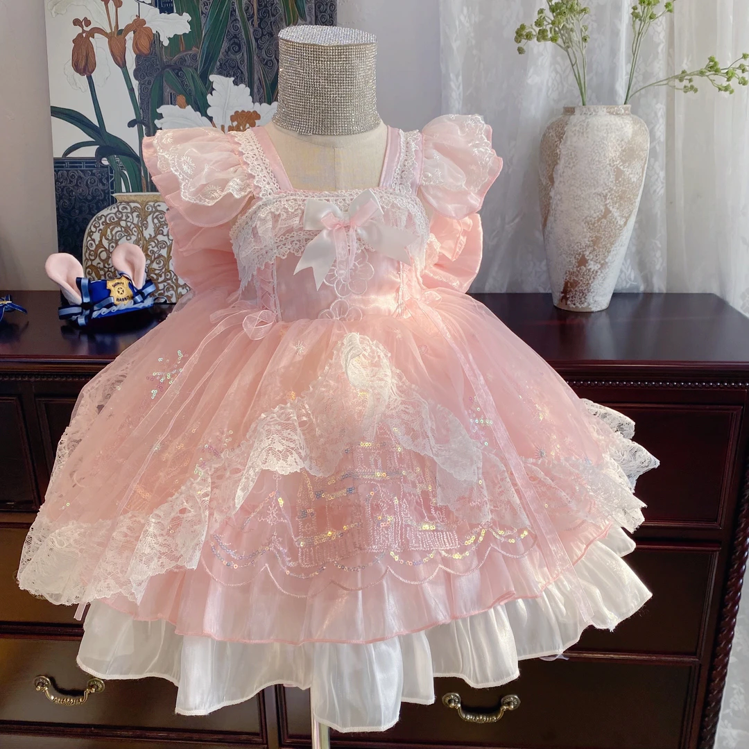 女童爱莎公主裙儿童生日礼服裙女孩冰雪奇缘洛丽塔连衣裙宝宝周岁