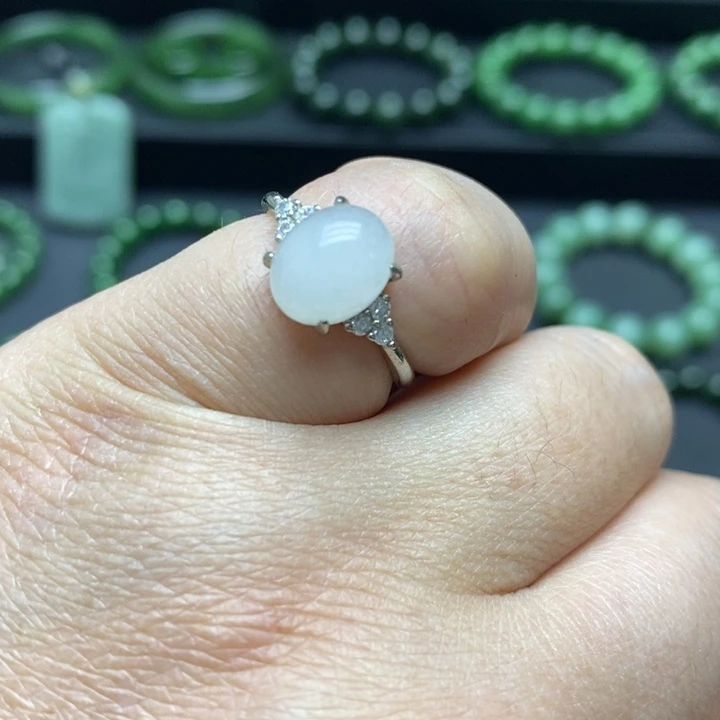和田玉戒指合金白玉铜合金戒指