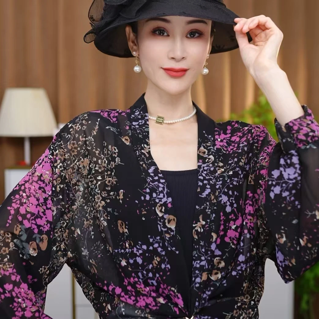 防晒透气贵妇纯色碎花夏季披肩外搭显瘦春夏设计感宽松花色百搭