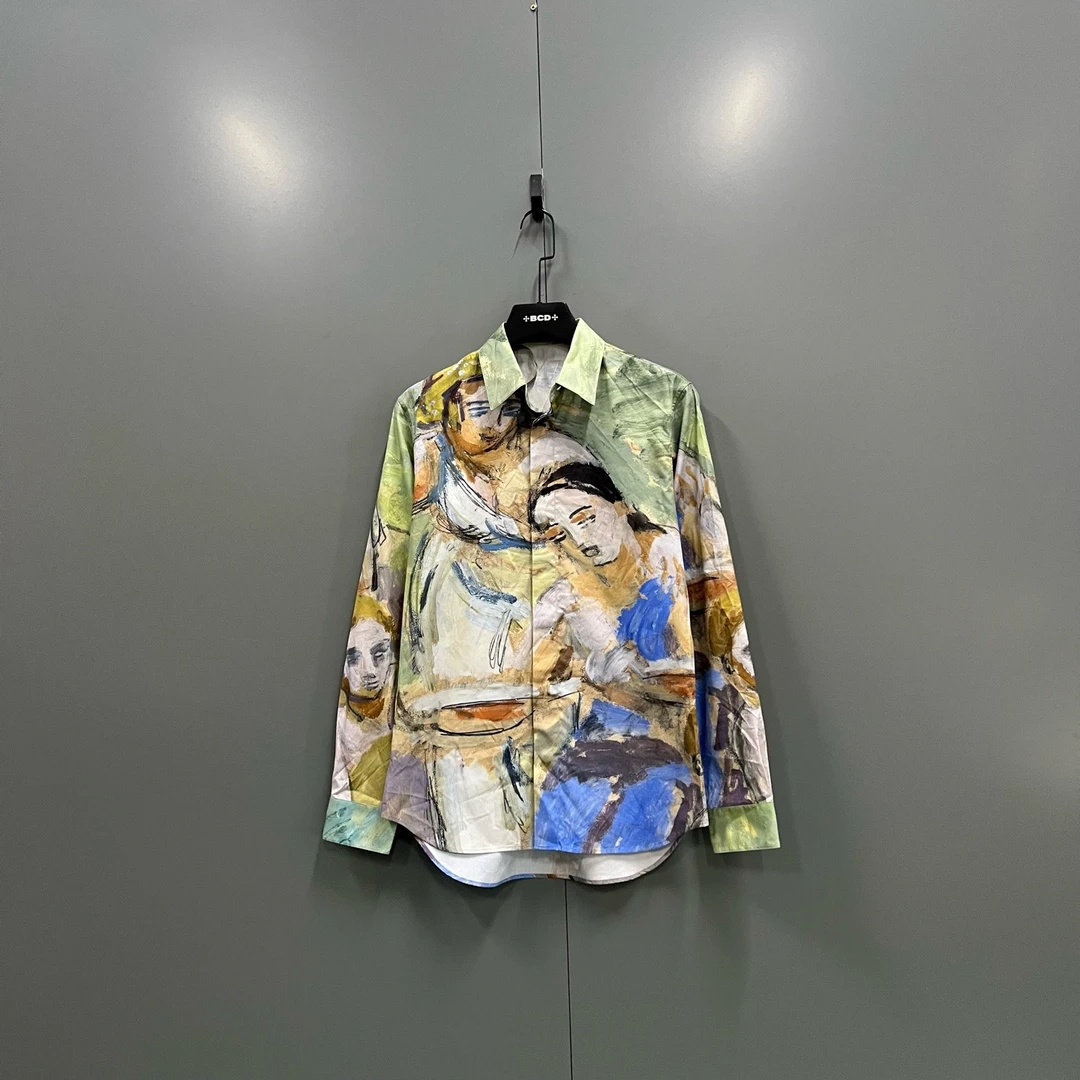 未使用 DIOR/迪奥 h915 101968  油画长袖衬衫