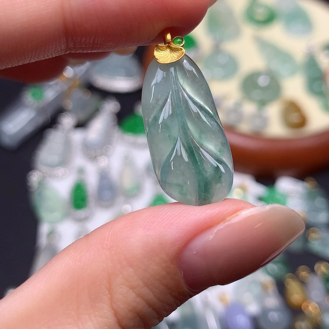 翡翠18K金镶嵌吊坠(不含链)
