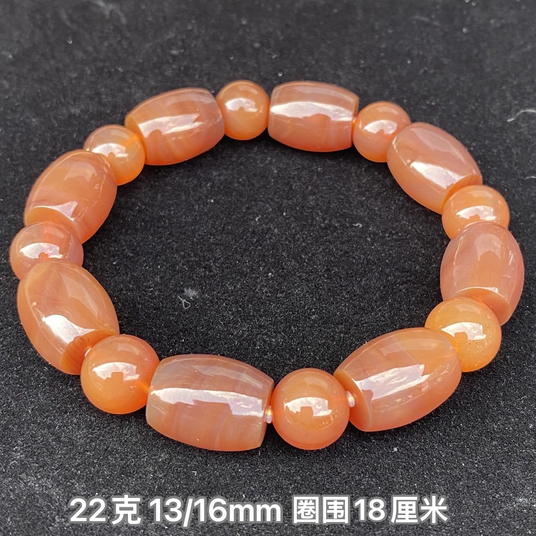【小伊琥珀】22克橘粉色蜜蜡桶珠手串