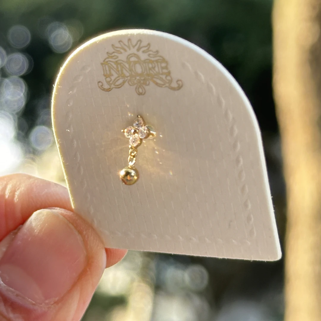 合金耳饰 韩国耳骨钉四叶草滴溜单只