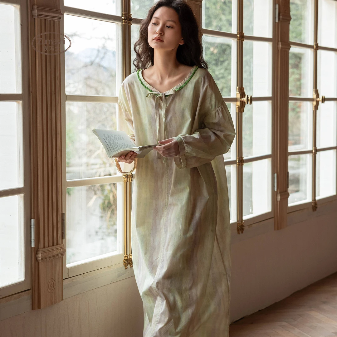 族玛士春夏季2025年新款纯棉睡衣套装女睡裙大码宽松可外穿家居服