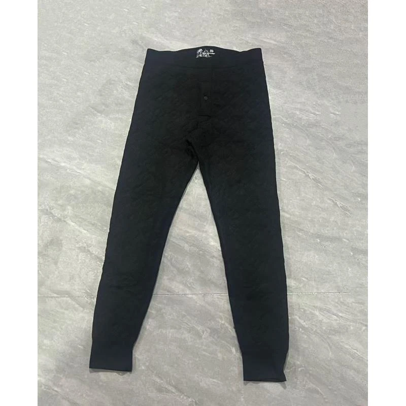 5577【男士鹅绒羊毛打底裤】男保暖收口修身菱形格保暖裤