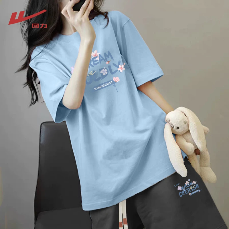Warrior/回力显瘦T恤百搭三分裤洋气衣服女装夏装套装2025新款