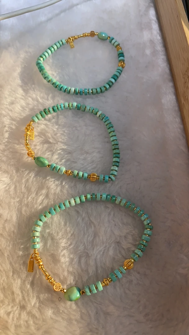 天然原矿绿松石直切珠（多样性发其一）