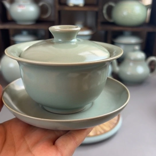 仿古三才元宝盖碗