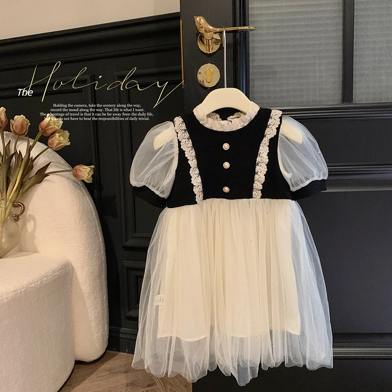 【本妈】“赫本晚宴”小香风泡泡袖礼服网纱连衣裙dy735  19'9