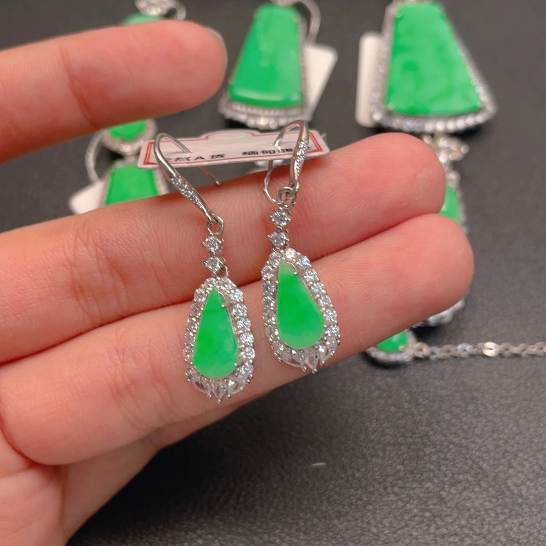 翡翠银S925镶嵌吊坠(不含链)