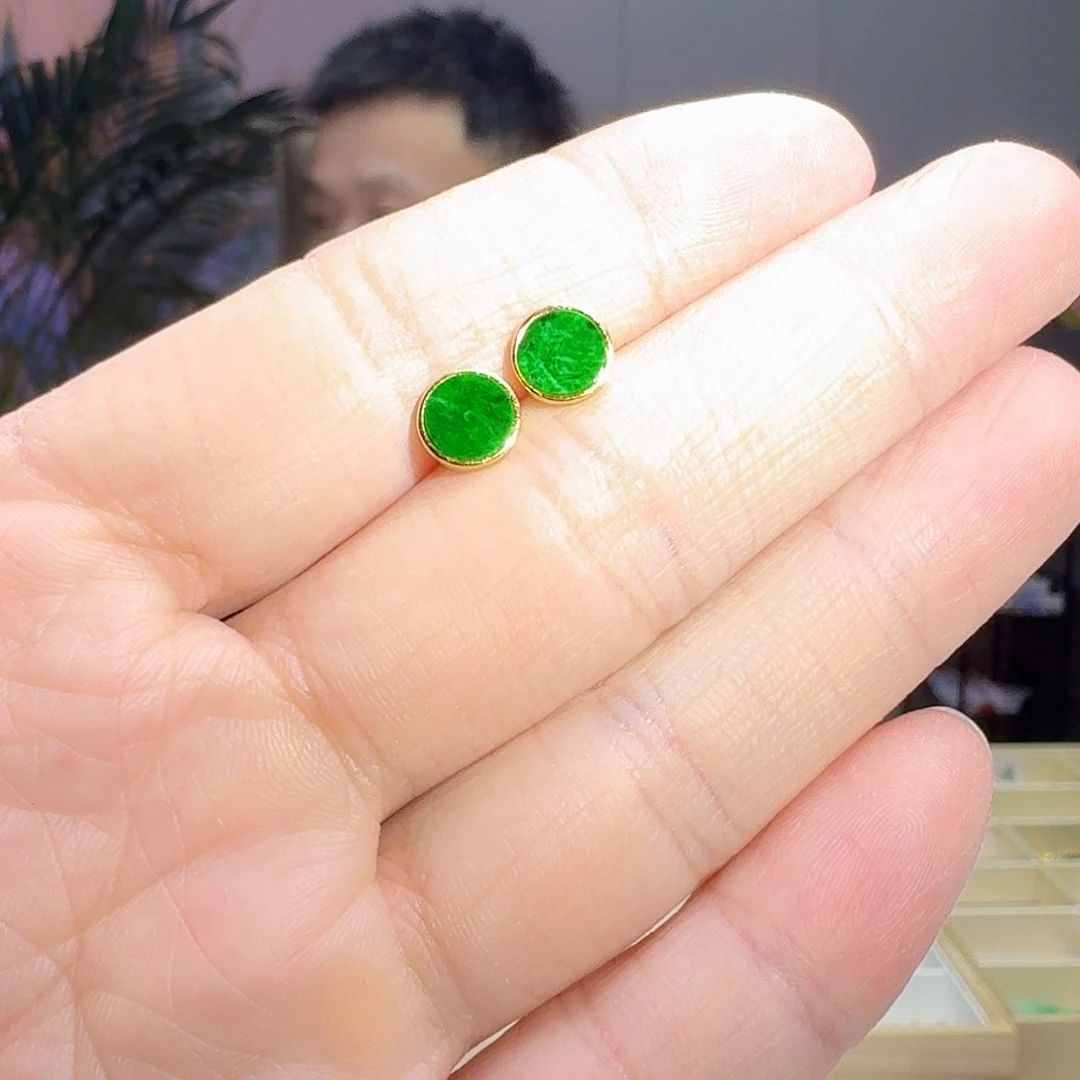 翡翠耳饰银S925镶嵌多样性发货其一