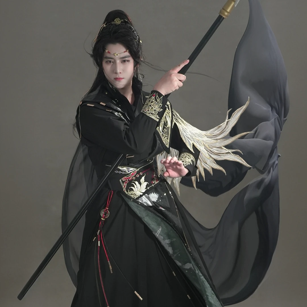 【玄鸟】披风斗篷黑金国风潮中式汉元素风雅司制男女款大码套装少侠