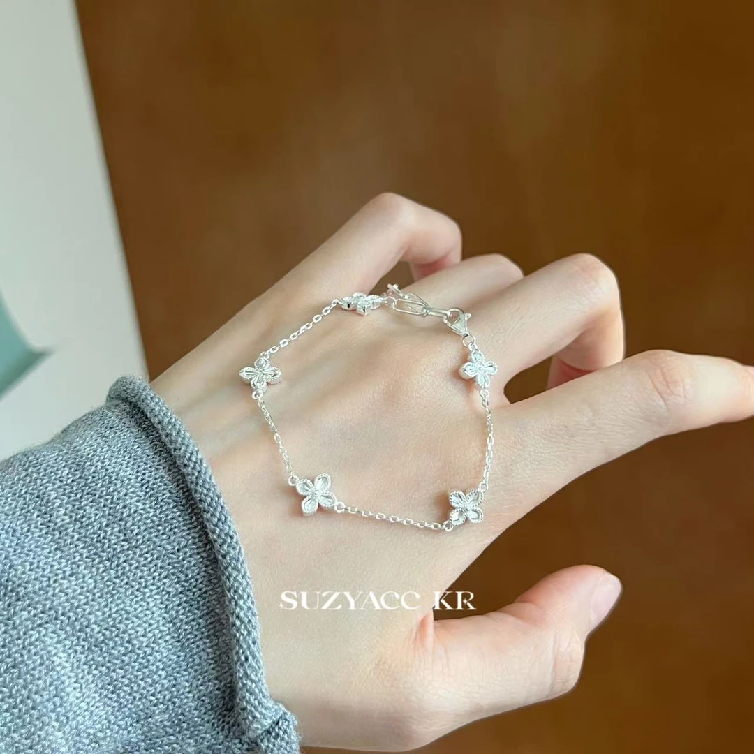 Suzyacc Kr 925银手链 925银四叶草手链女款气质时尚百搭DC0241