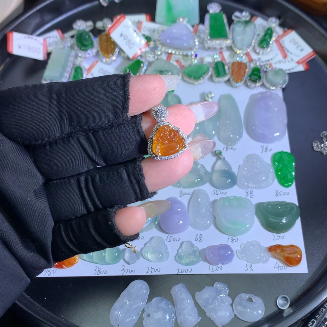 翡翠银S925镶嵌吊坠(不含链)冰黄佛