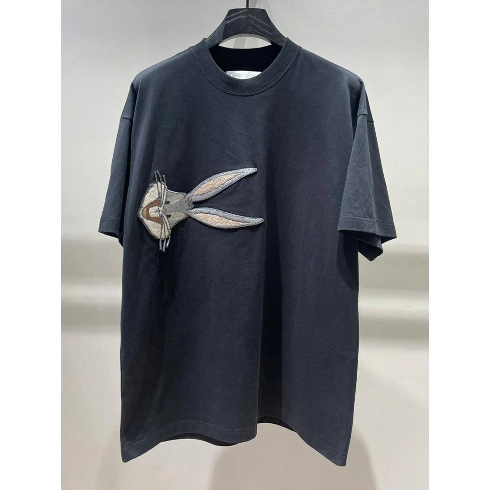 特大码300斤兔子短袖t恤男装夏季美式复古设计感小众宽松休闲上衣