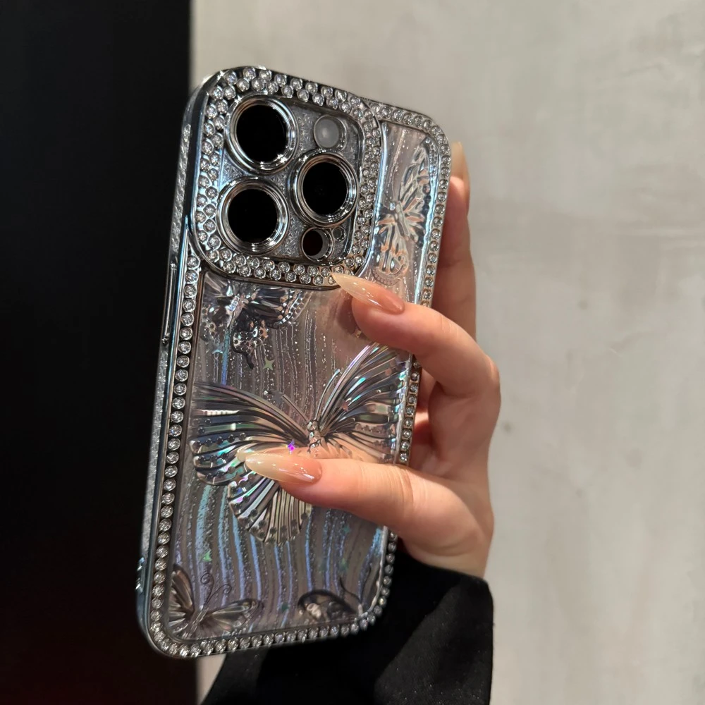 高级波浪蝴蝶适用苹果16promax手机壳新款iPhone15时尚14创意13女