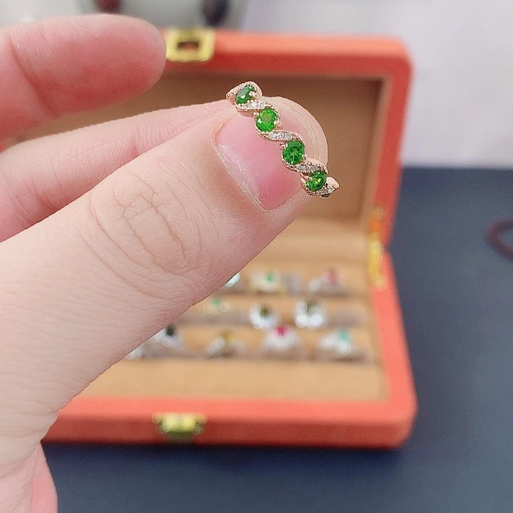 透辉石戒指银S925镶嵌