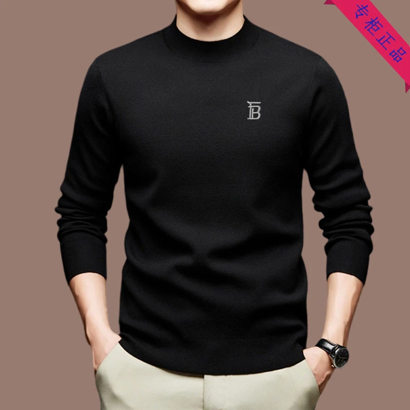 【专柜-正品】高档品牌冬季半高领男士毛衣男装商务针织羊绒打底衫
