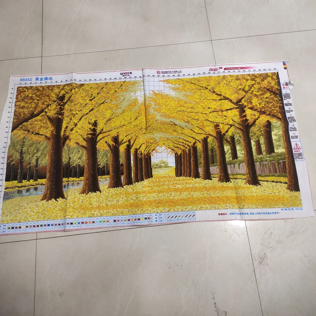 纯手工十字绣成品客厅经典风景画黄金满地黄金遍地130*70公分