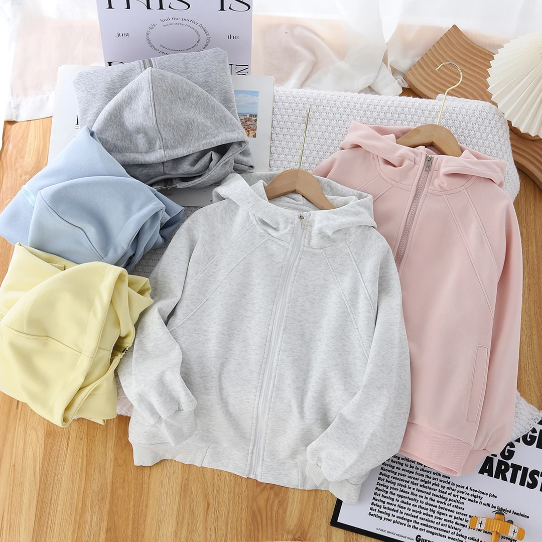 开春穿搭外套防晒衣拉链女童简约春秋连帽春季拉链衫卫衣普通外套