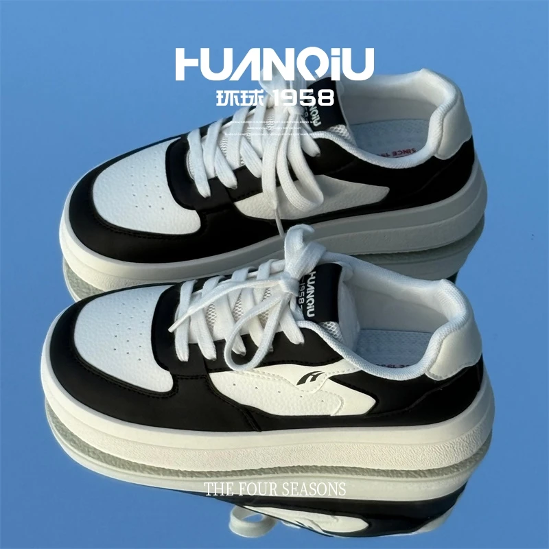 环球校园风小白鞋女2025秋季新款爆款休闲运动百搭学生厚底板鞋女