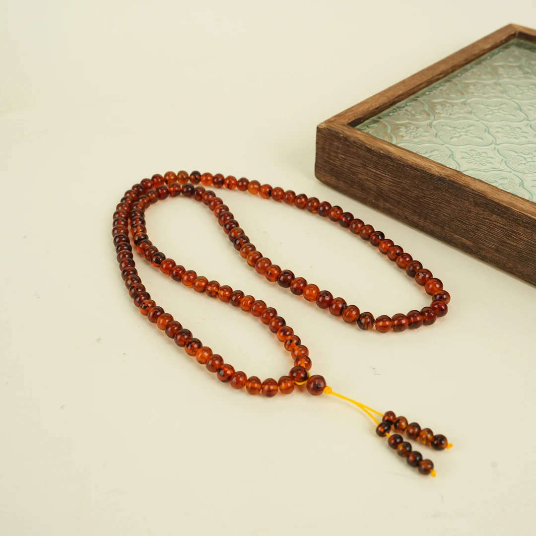 【央网专属】DB07805-抚顺一级药珀佛珠7mm-多样性发一件